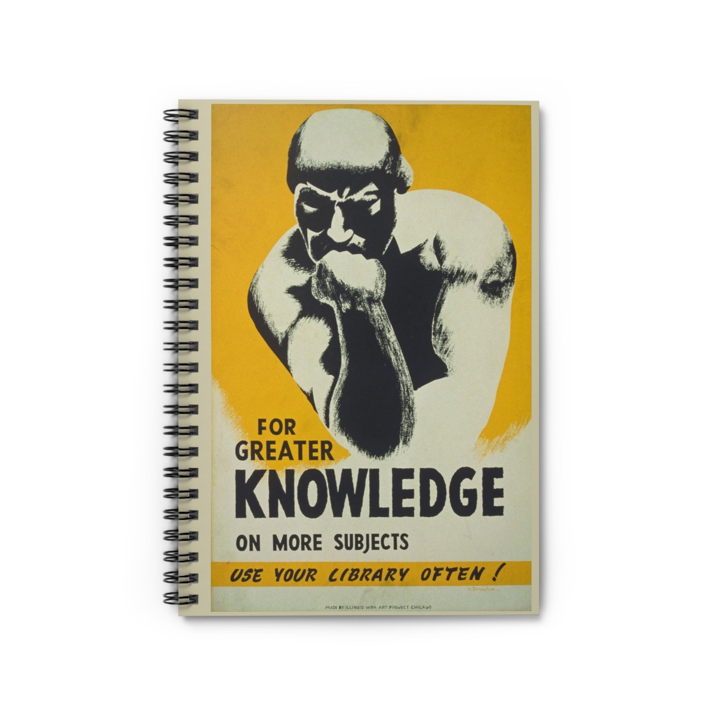The Thinker Vintage Poster Spiral Notebook - Ruled Line