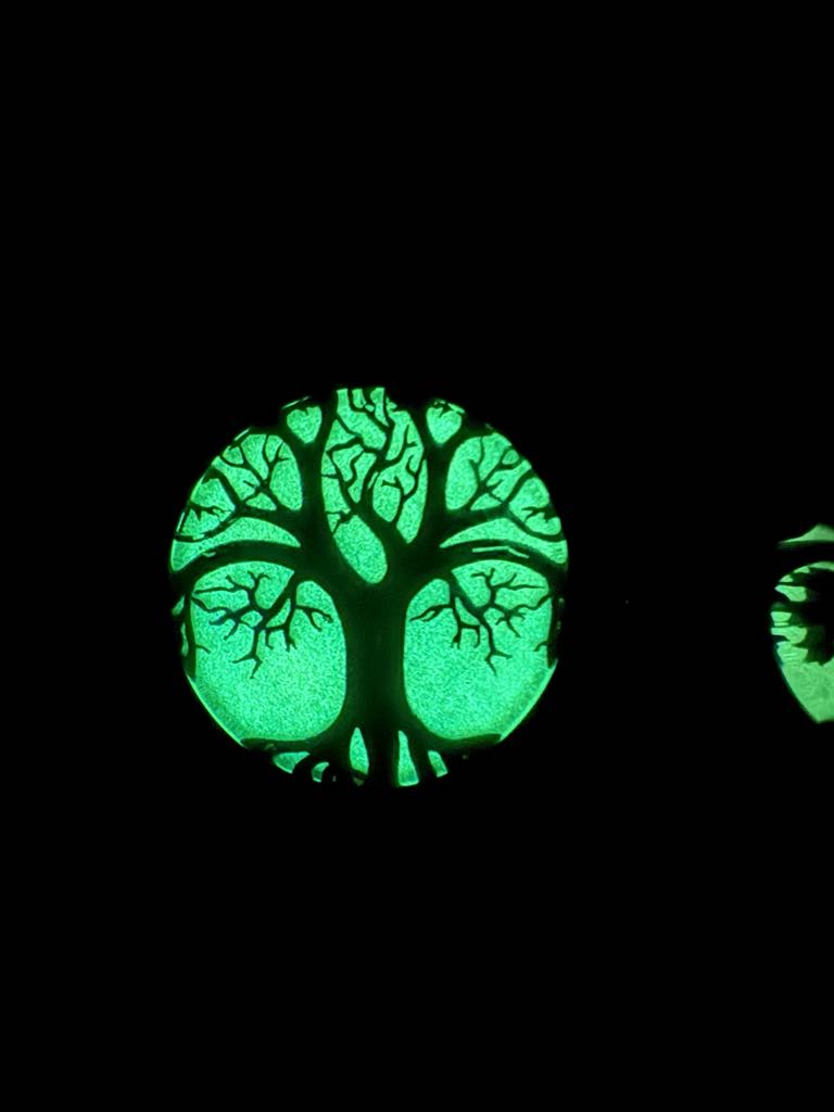 Tree of Life Wooden Pendant - Glow in the Dark Starry Background