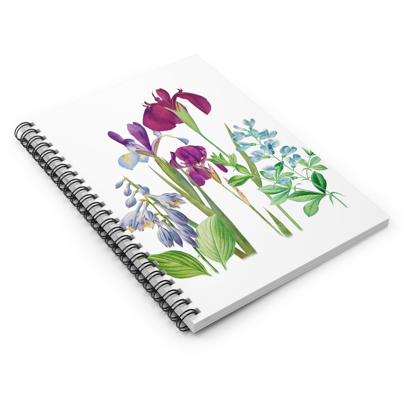 Vintage Style Watercolor Flowers - Spiral Notebook - Ruled Line