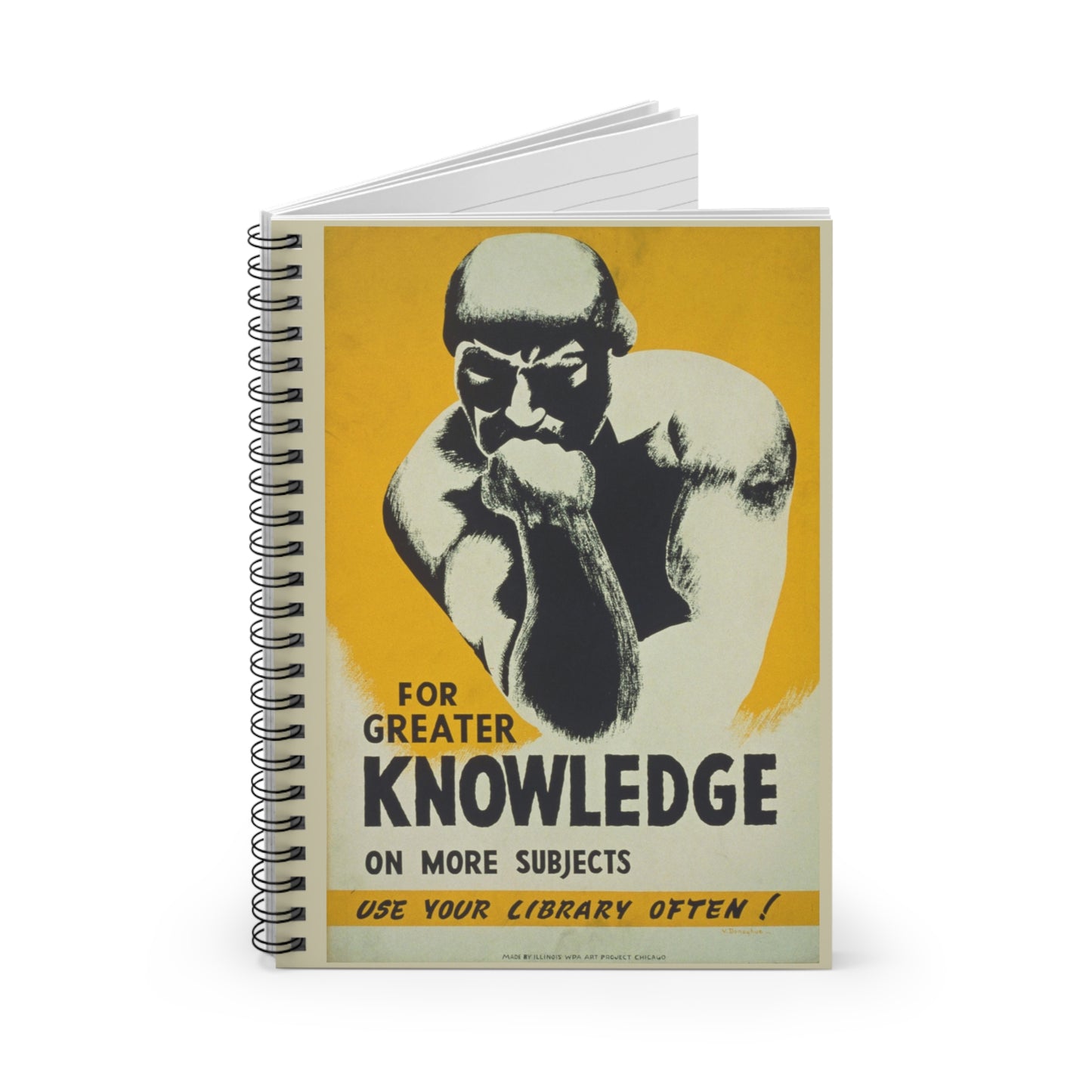 The Thinker Vintage Poster Spiral Notebook - Ruled Line