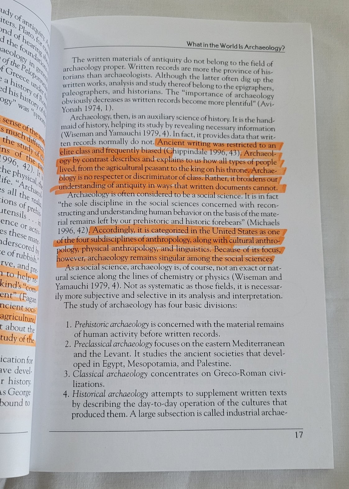 Used book “Doing Archaeology in the Land of the Bible: A Basic Guide” Written by John D. Currid. "A popular introduction to archaeology and the methods archaeologists use to reconstruct the history of ancient Israel." View of page 17