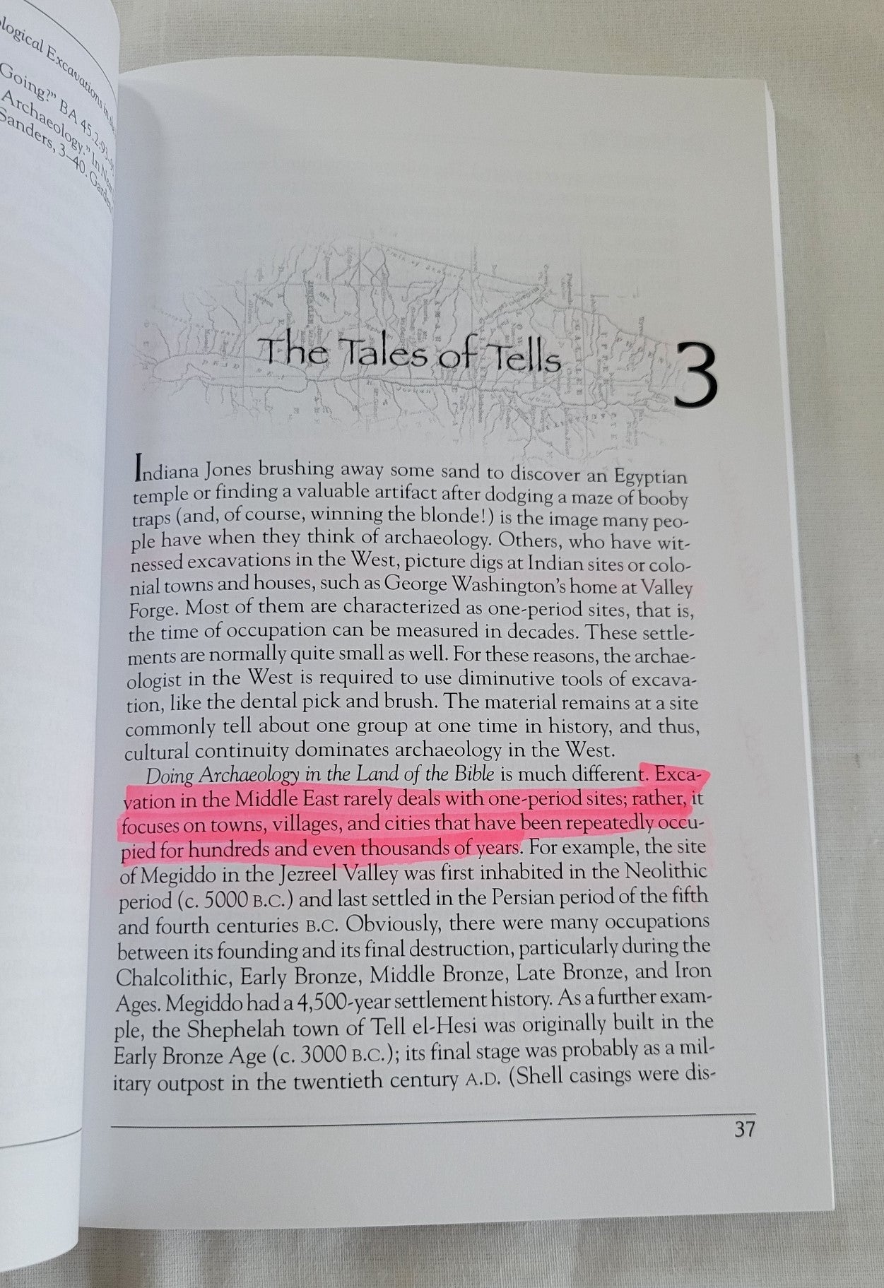 Used book “Doing Archaeology in the Land of the Bible: A Basic Guide” Written by John D. Currid. "A popular introduction to archaeology and the methods archaeologists use to reconstruct the history of ancient Israel." View of page 37
