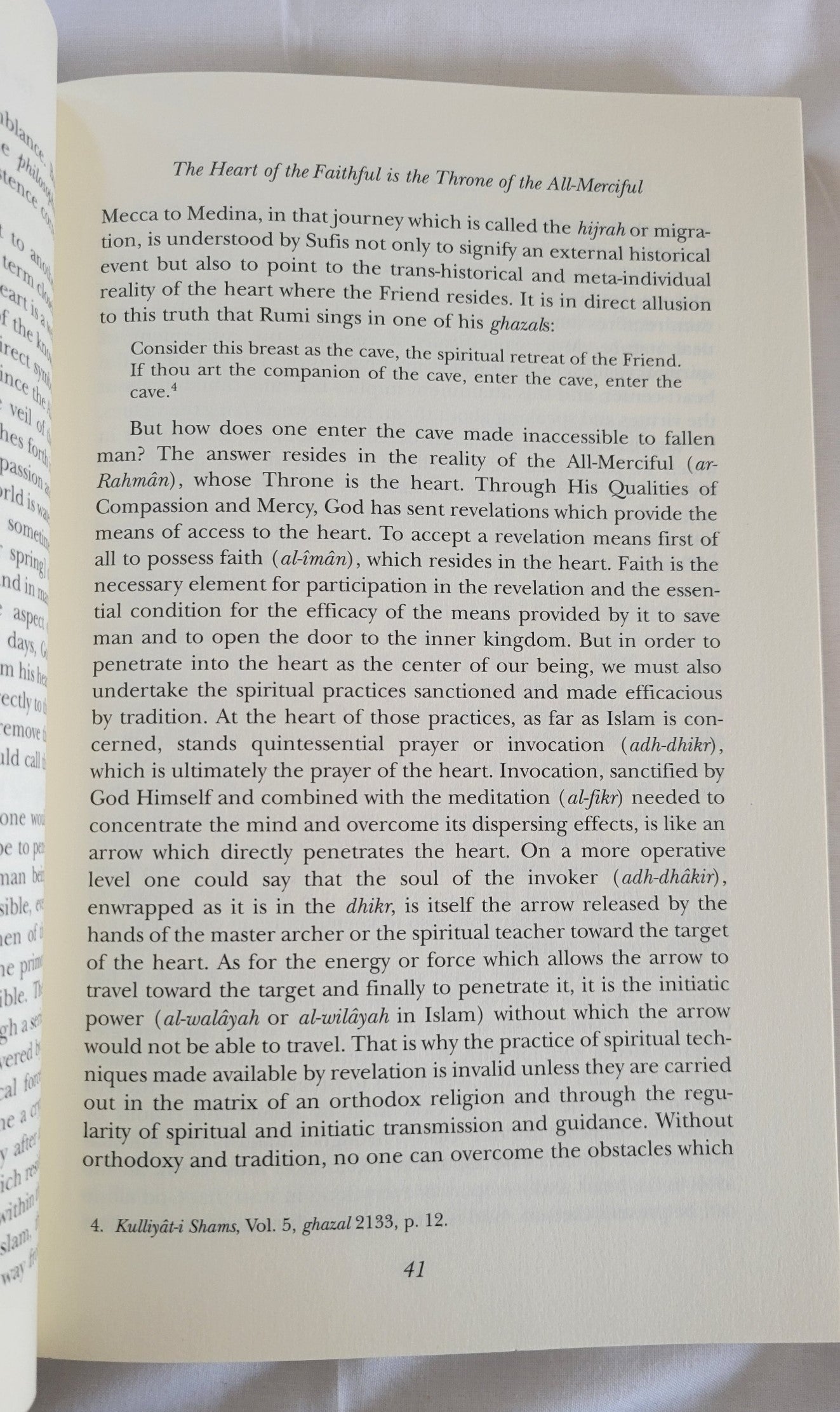 Used book for sale, " Paths to the Heart: Sufism and the Christian East” edited by James S. Cutsinger. View of page 41