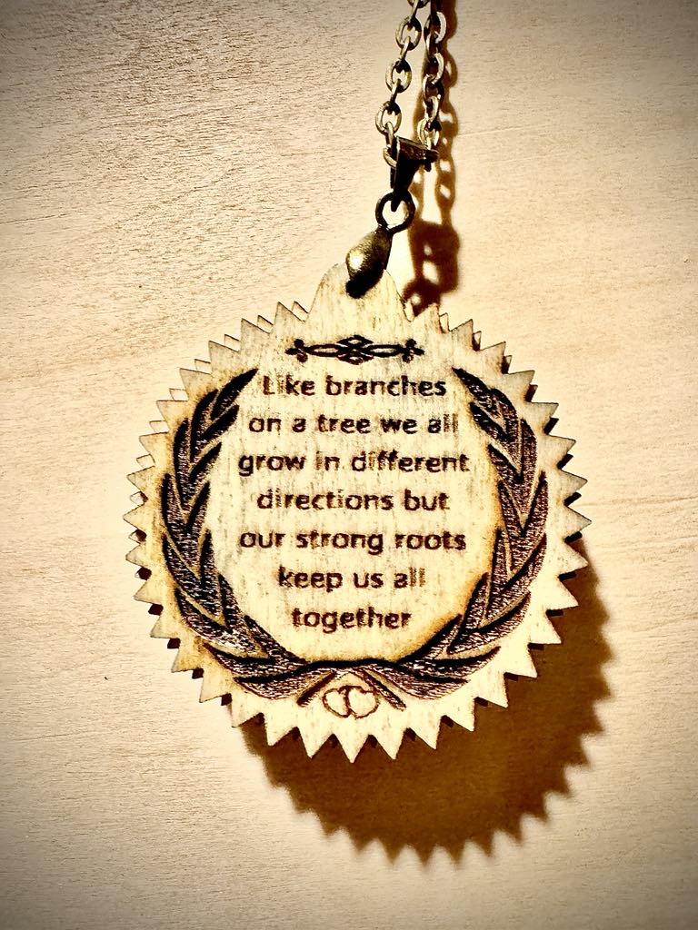 Tree of Life Wooden Pendant - Glow in the Dark Starry Background