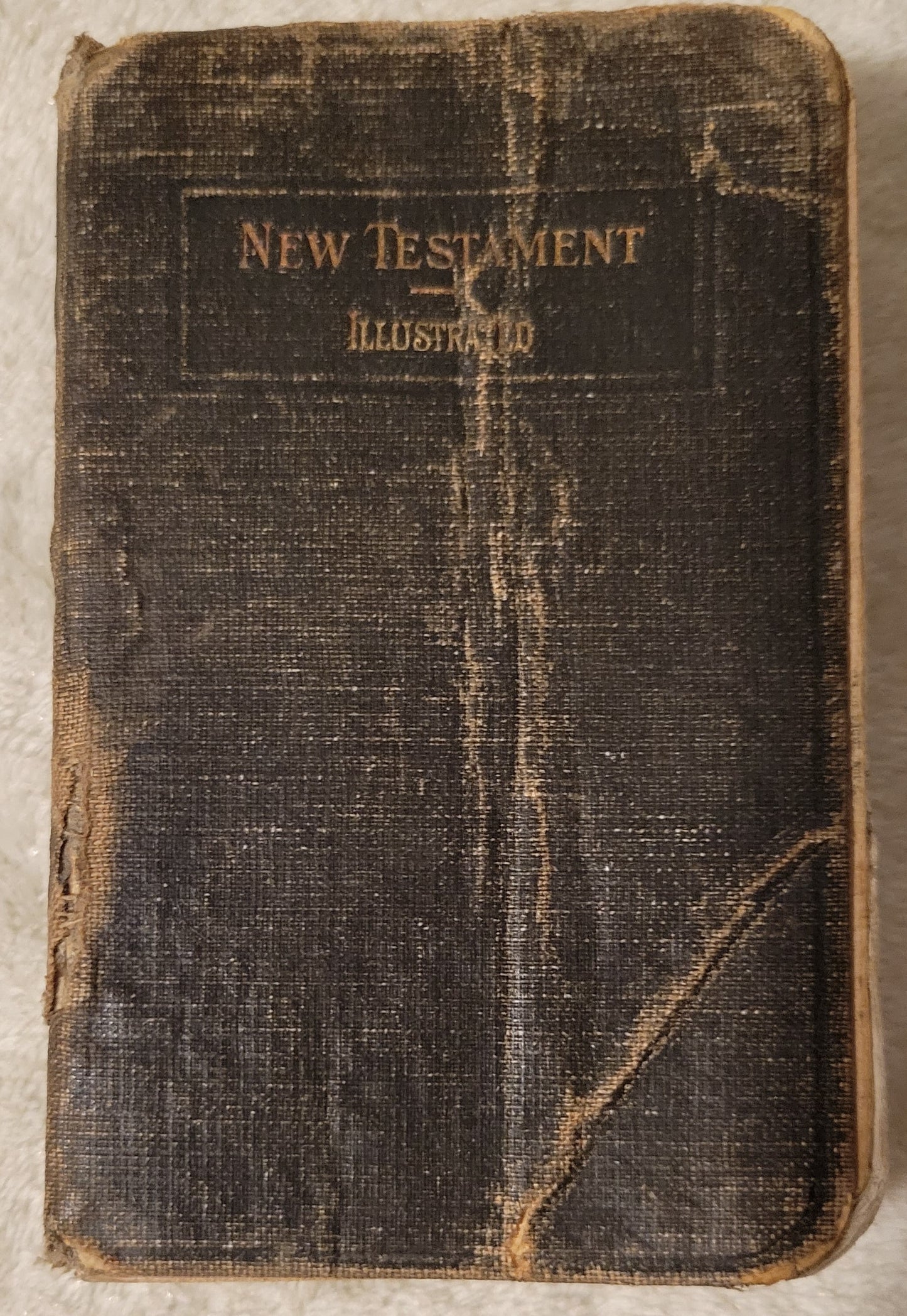 Antique book for sale, illustrated New Testament, 1918. View of front cover.