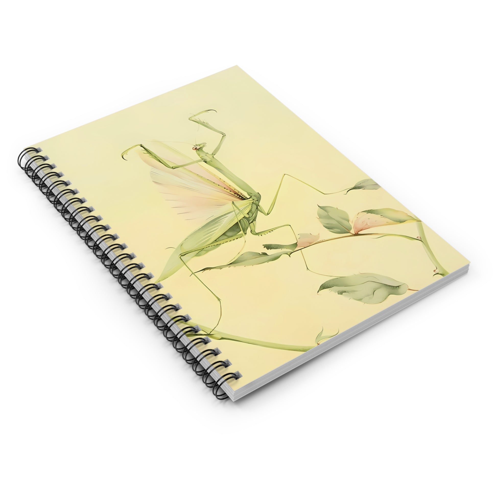 Spiral notebook with vintage illustration of a praying mantis by Jean-Henri Fabre