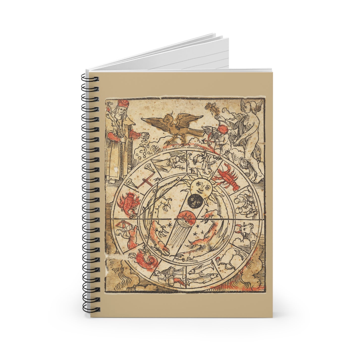 Chart of the Signs of the Zodiac with Venus, Cupid, and a Bishop Saint - Spiral Notebook - Ruled Line