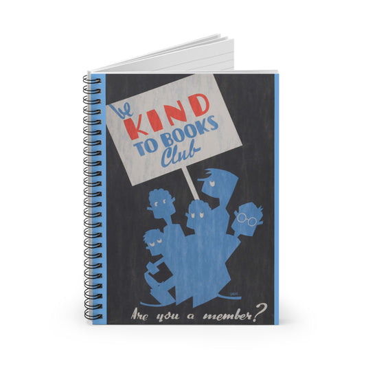 Vintage "Be Kind To Books Club" Spiral Notebook - Ruled Line