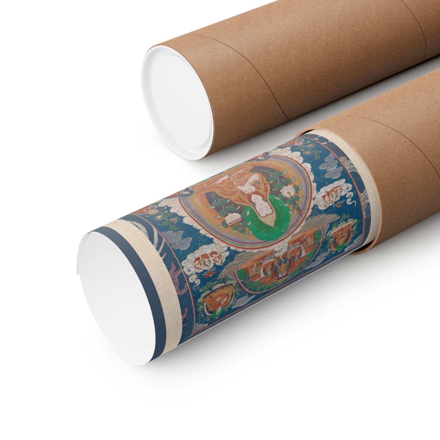 Tsong-Kha-Pa Blo-Bzang-Grags-Pa Tibetan Painted Scroll Vintage Poster Wall Art