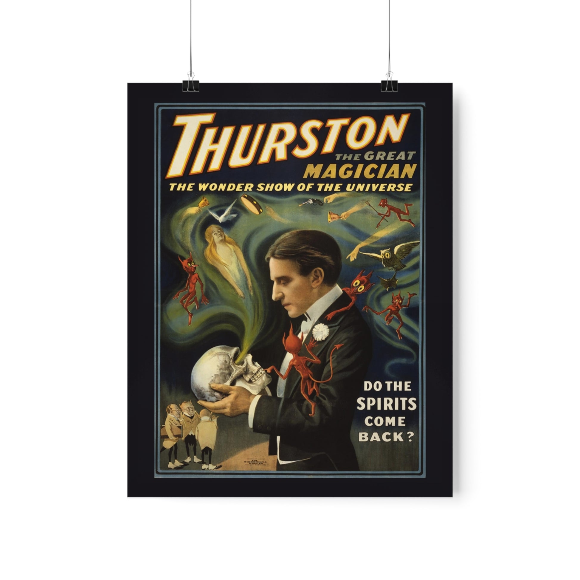 Enchanting vintage poster advertising the Vaudeville entertaining Thurston the Great Magician.