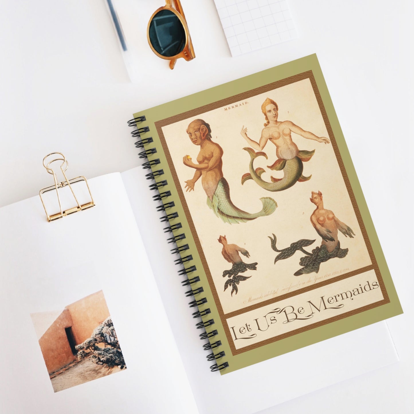 Vintage Mermaids Spiral Notebook - Ruled Line