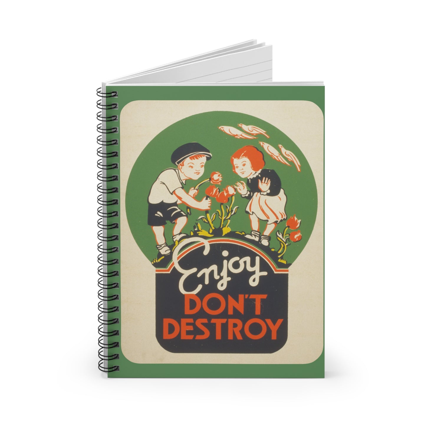 "Enjoy Don't Destroy" Vintage Poster Spiral Notebook - Ruled Line
