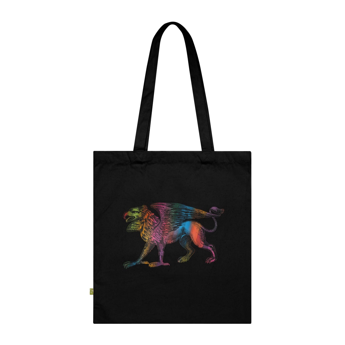 Rainbow Griffin on Black Organic Cotton Tote Bag
