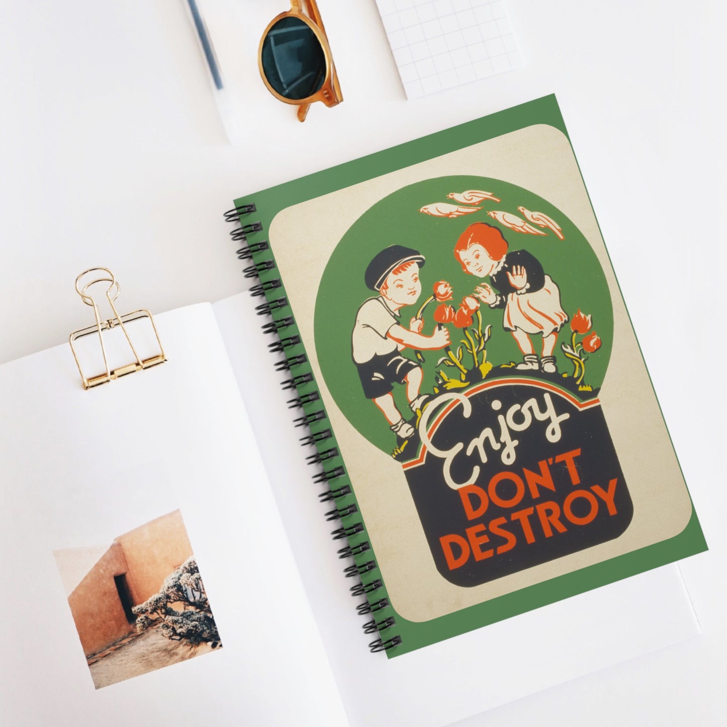 "Enjoy Don't Destroy" Vintage Poster Spiral Notebook - Ruled Line