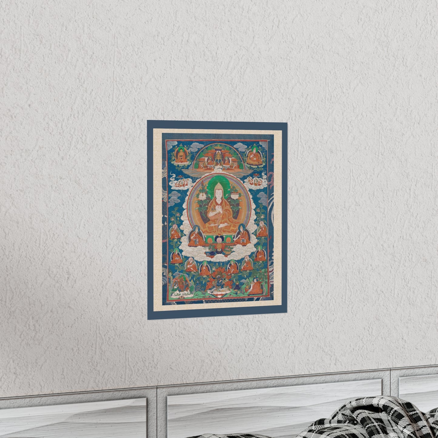 Tsong-Kha-Pa Blo-Bzang-Grags-Pa Tibetan Painted Scroll Vintage Poster Wall Art