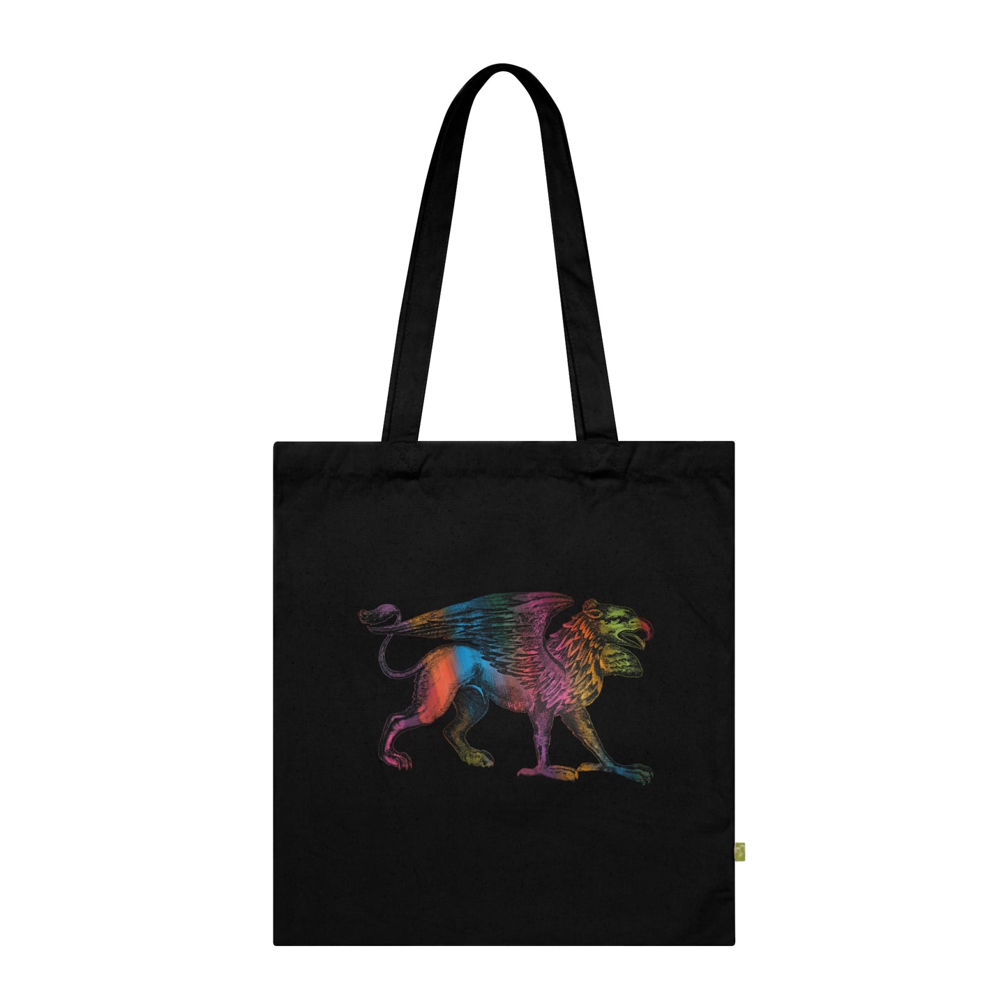 Rainbow Griffin on Black Organic Cotton Tote Bag