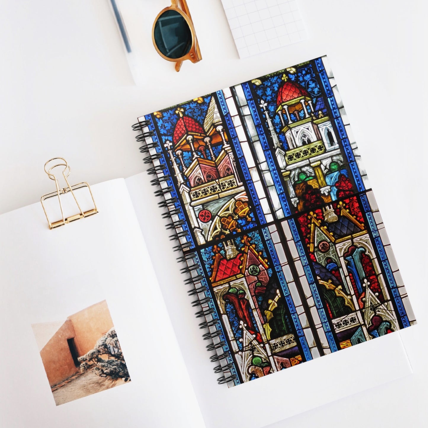 14th Century Stained Glass Spiral Notebook - Ruled Line