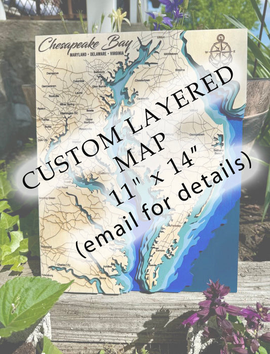Custom Layered Wooden Map - 11" x 14"