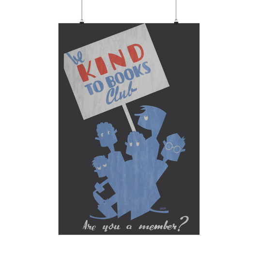 Be Kind to Books Club Vintage Poster