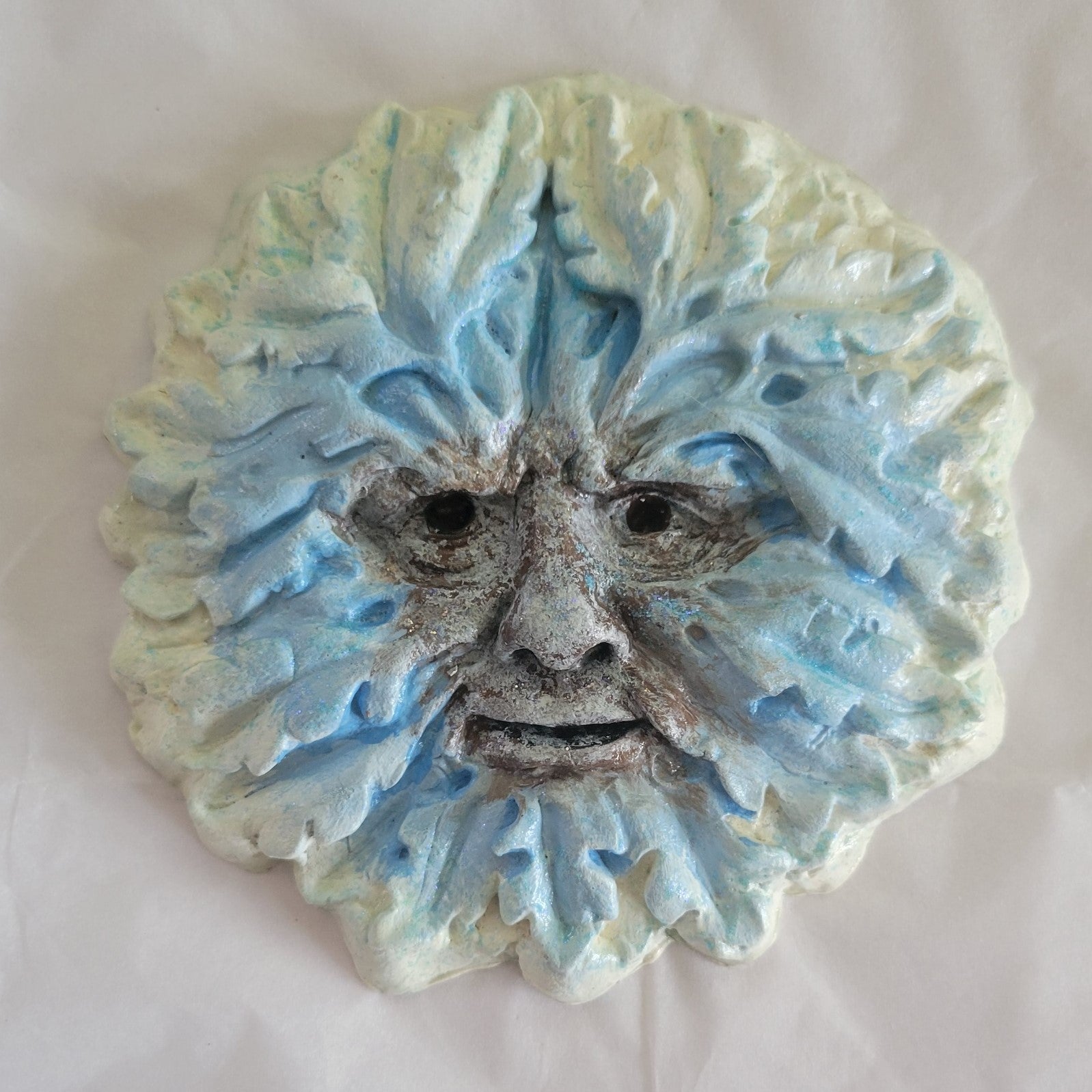 Greenman decoration, Medieval architecture, gifts for history lovers, handmade. Winter colors