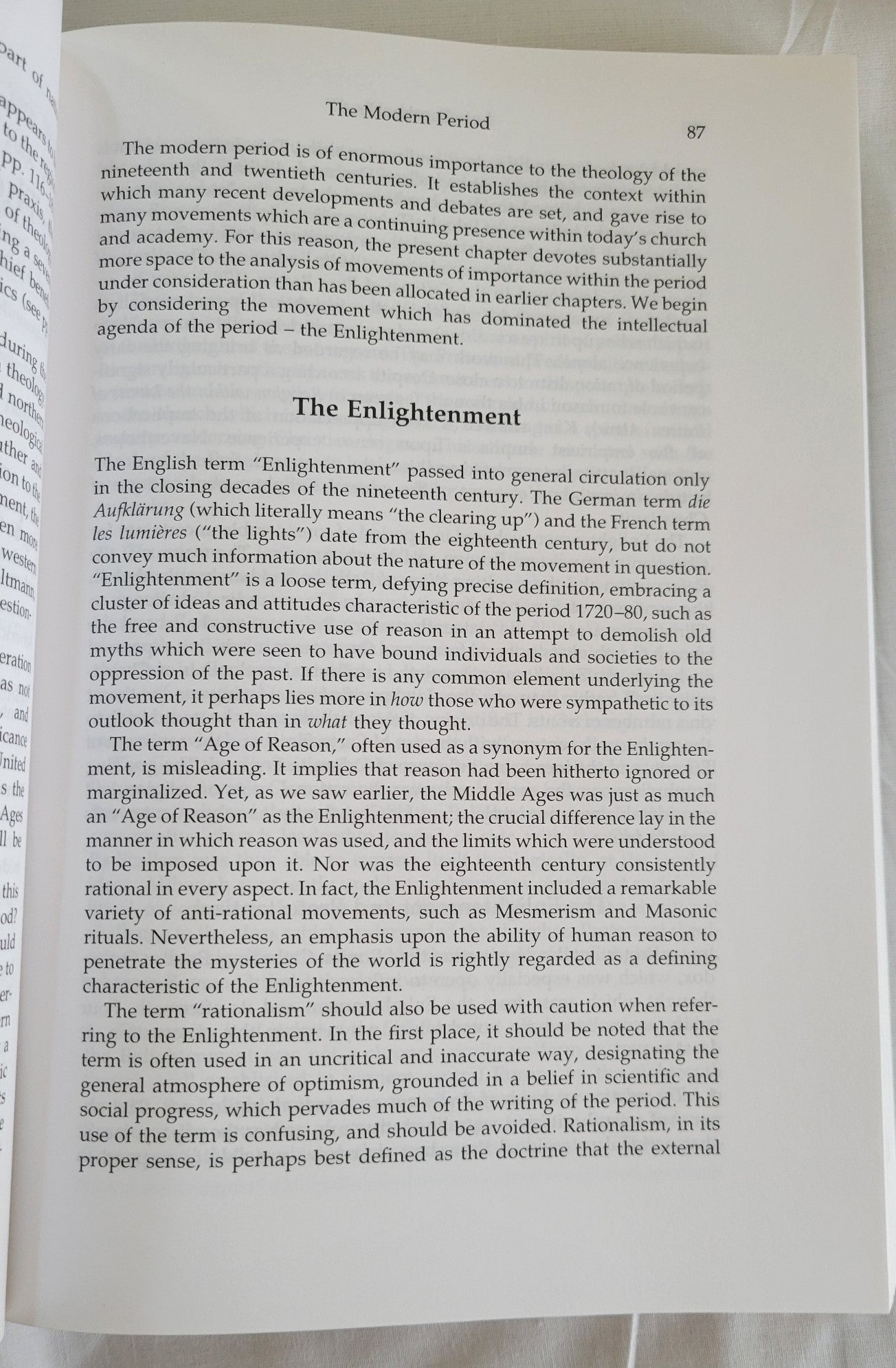 Used book. Christian Theology: An Introduction, Second Edition written by Alister McGrath, published by Blackwell Publishers.  View of page 87