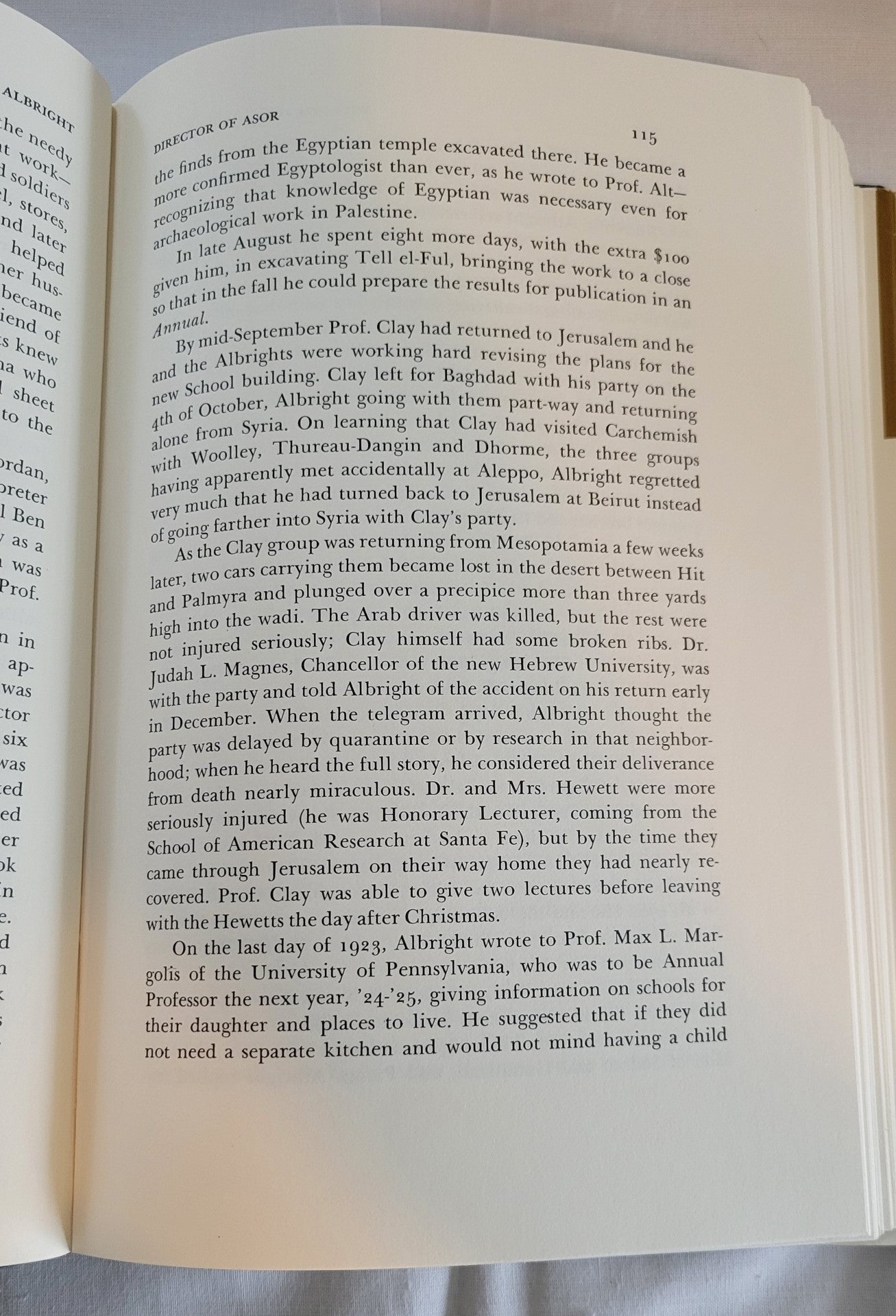 Used book for sale " William Foxwell Albright: A Twentieth-Century Genius” by Leona Glidden Running and David Noel Freedman. Page 115