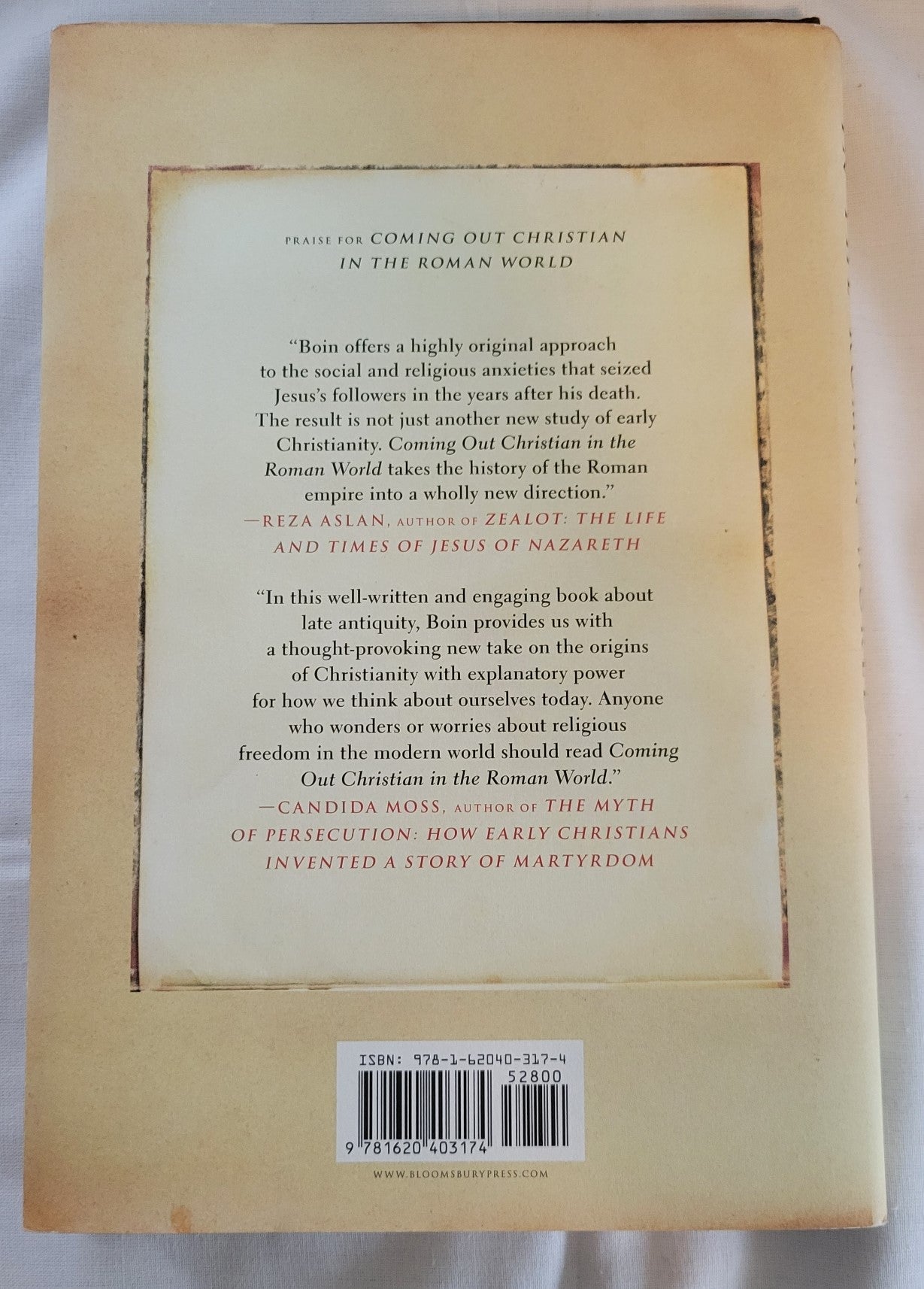 Used book Coming Out Christian in the Roman World written by Douglas Boin.  View of back cover.