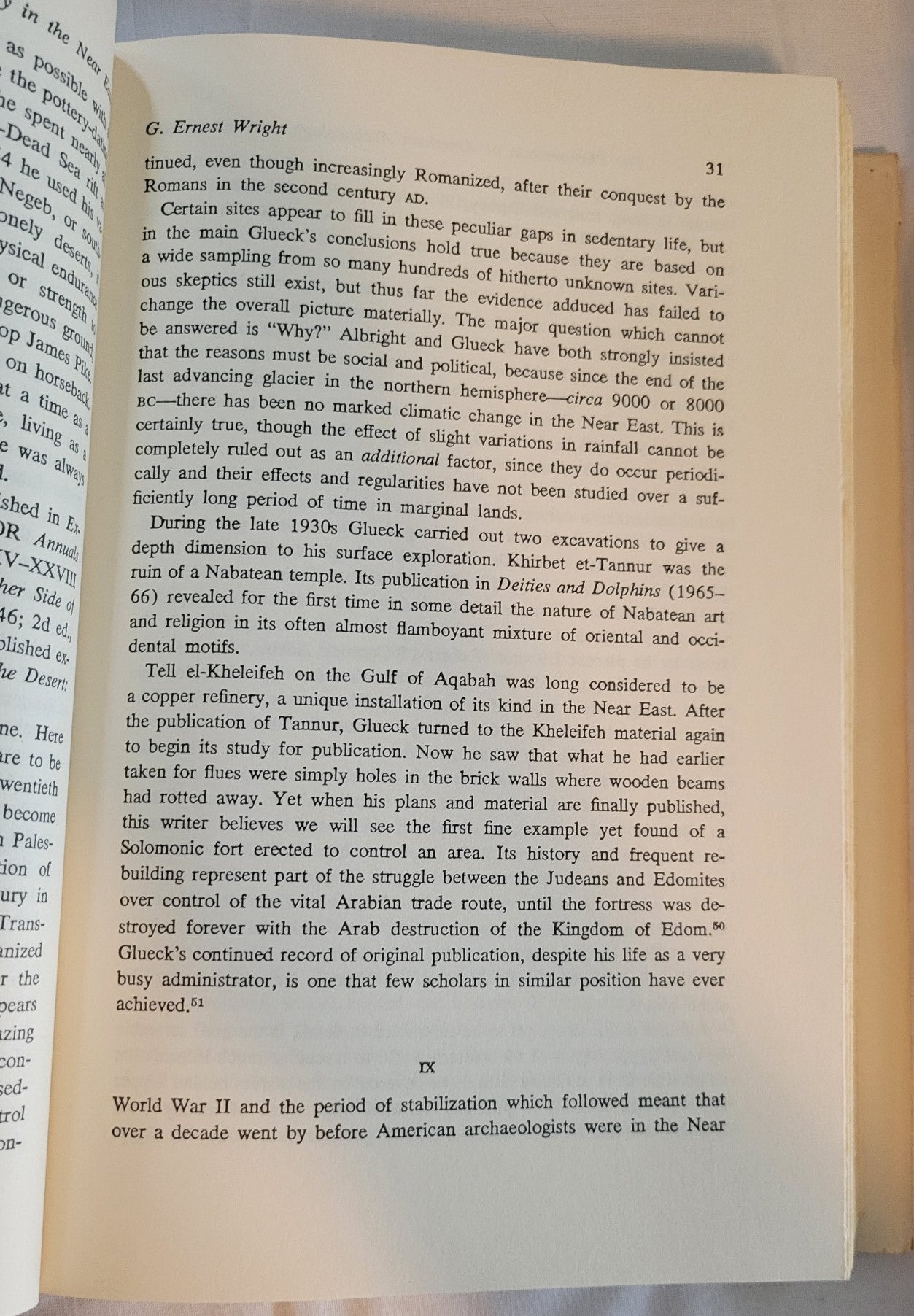 Used book for sale, “Near Eastern Archaeology in the Twentieth Century” edited by James A. Sanders, written in honor of Nelson Glueck. View of page 31.