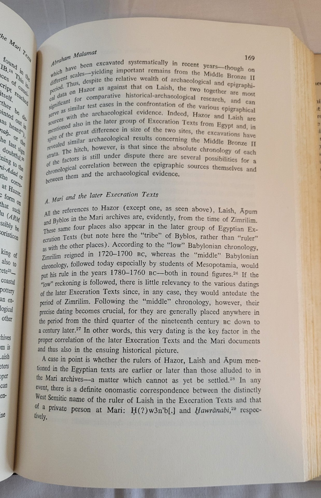 Used book for sale, “Near Eastern Archaeology in the Twentieth Century” edited by James A. Sanders, written in honor of Nelson Glueck. View of page 169