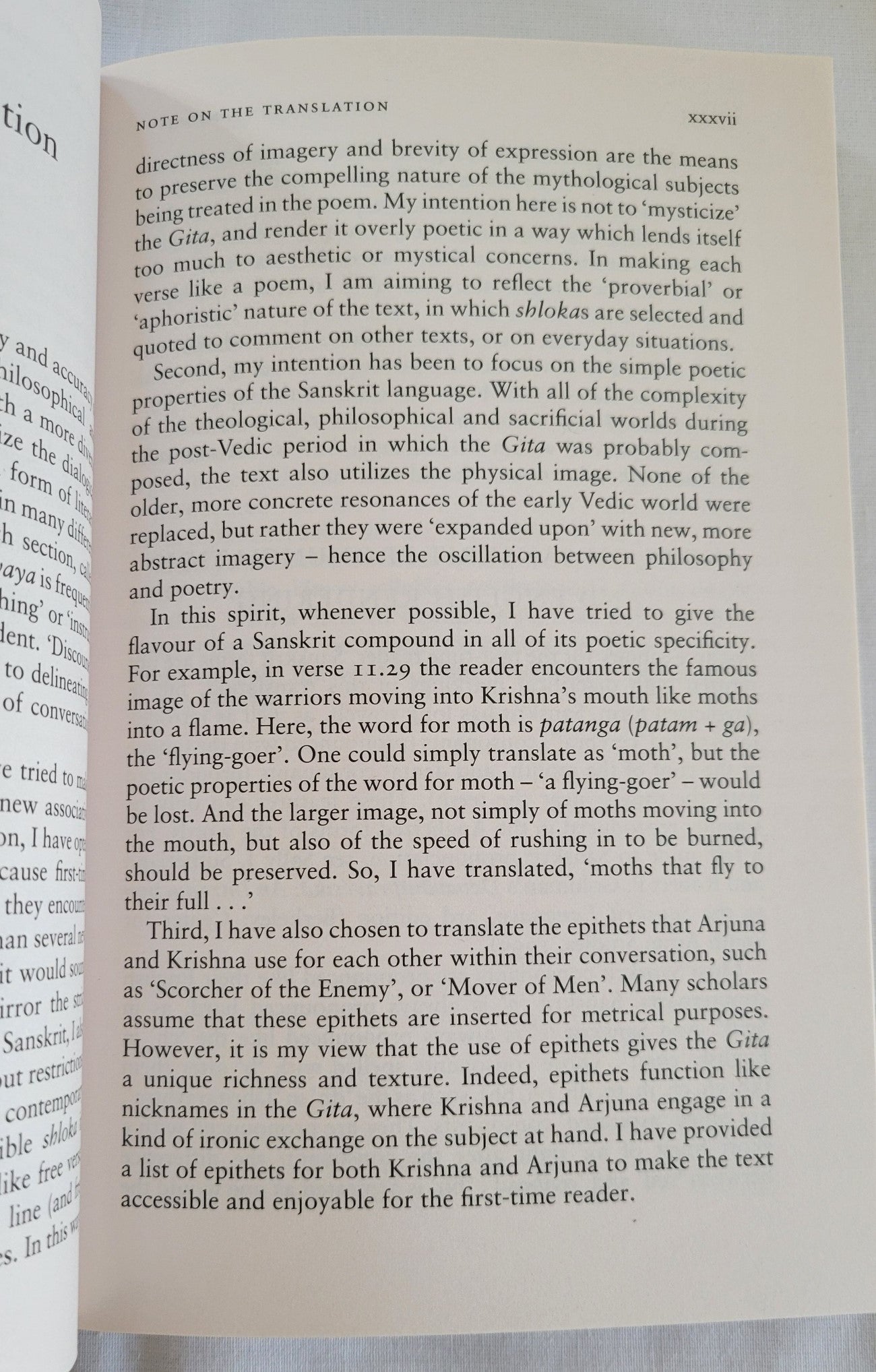 Used book for sale “The Bhagavad Gita” Hindu epic translated by Laurie L. Patton. Page xxxvii