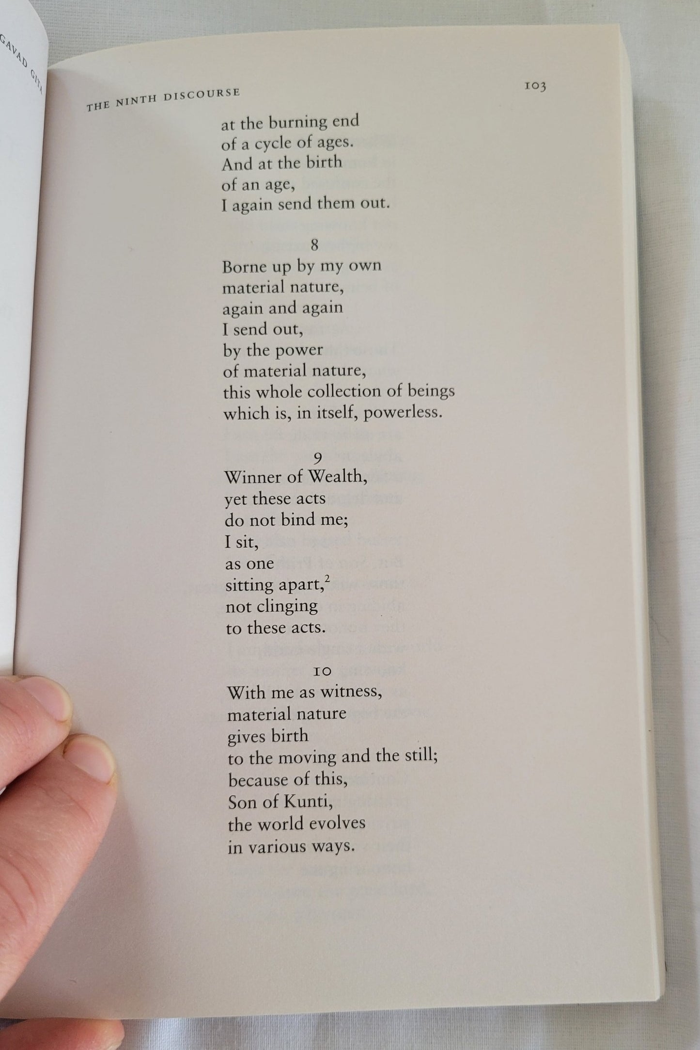 Used book for sale “The Bhagavad Gita” Hindu epic translated by Laurie L. Patton. Page 103