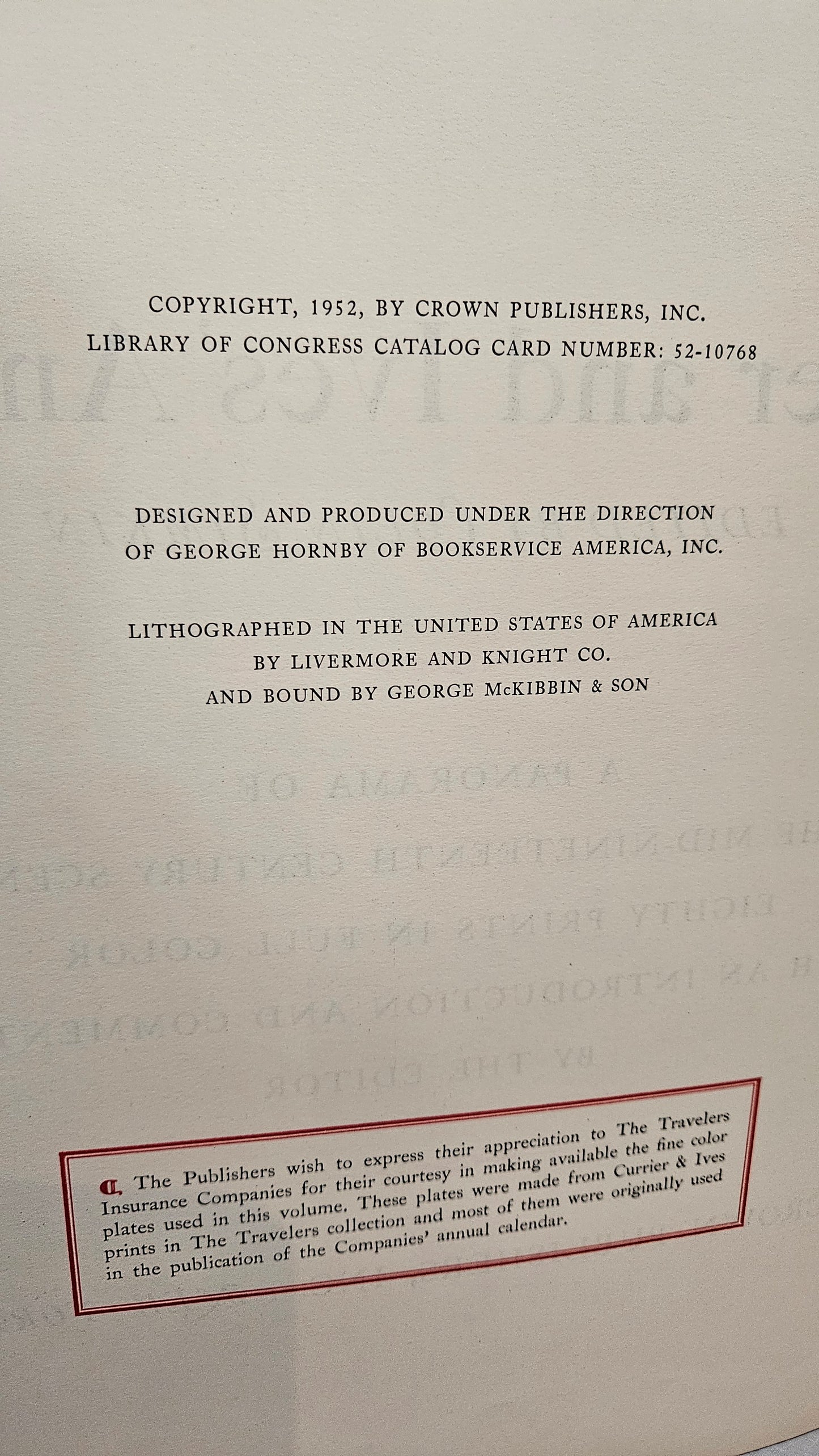 "Currier & Ives' America" Vintage Book - 1952