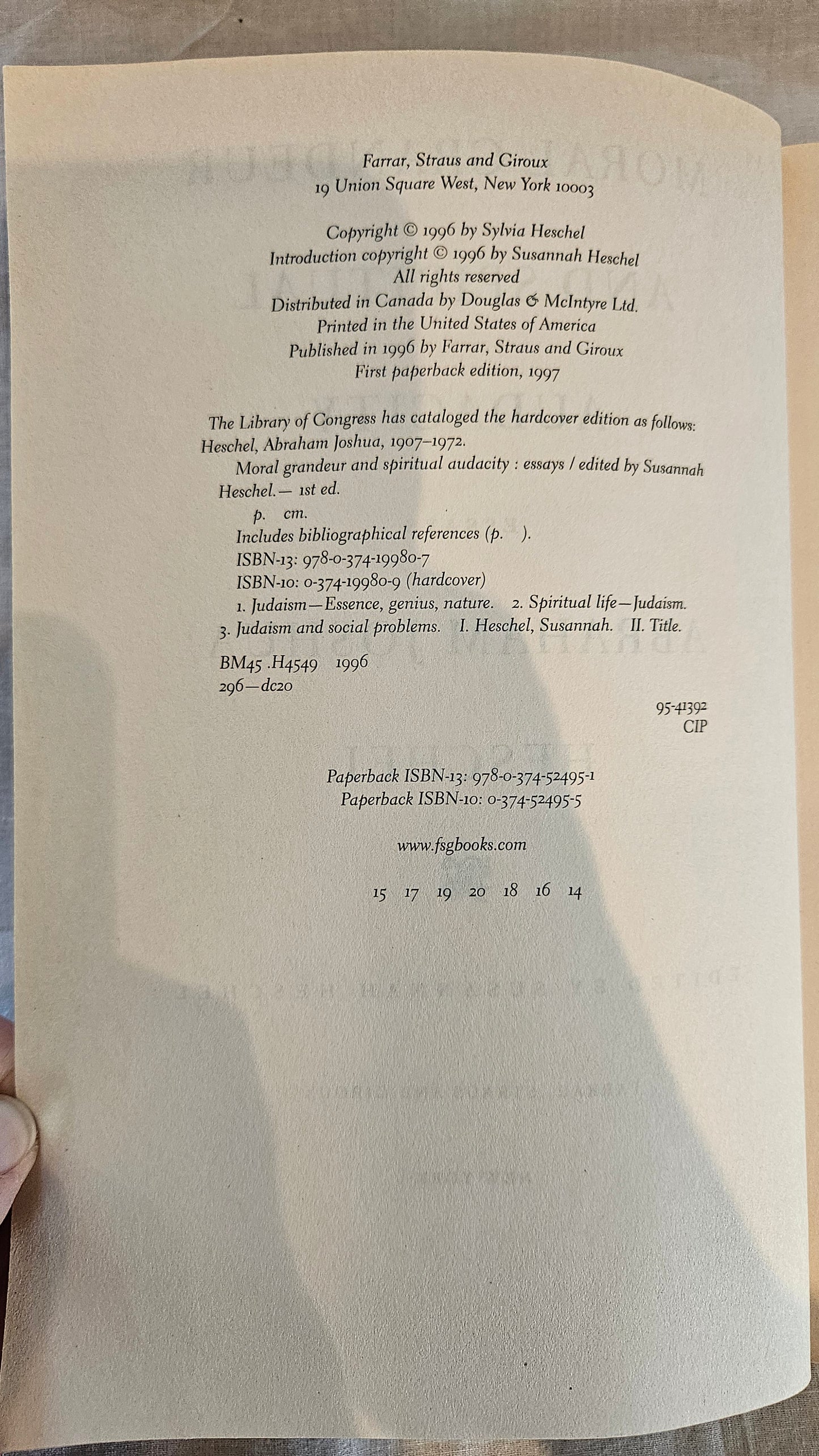 Moral Grandeur and Spiritual Audacity by Abraham Joshua Heschel