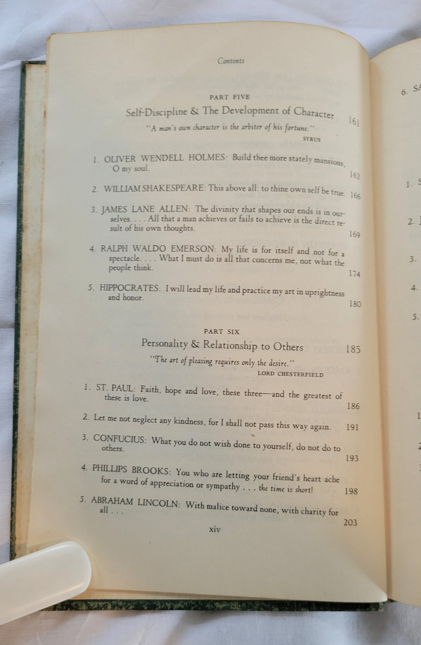 Vintage book for sale, “Light from Many Lamps” edited by Lillian Eichler Watson, 1951, a storehouse of inspired and inspiring reading, it is a collection of brief, stimulating biographies as well.  View of table of contents.