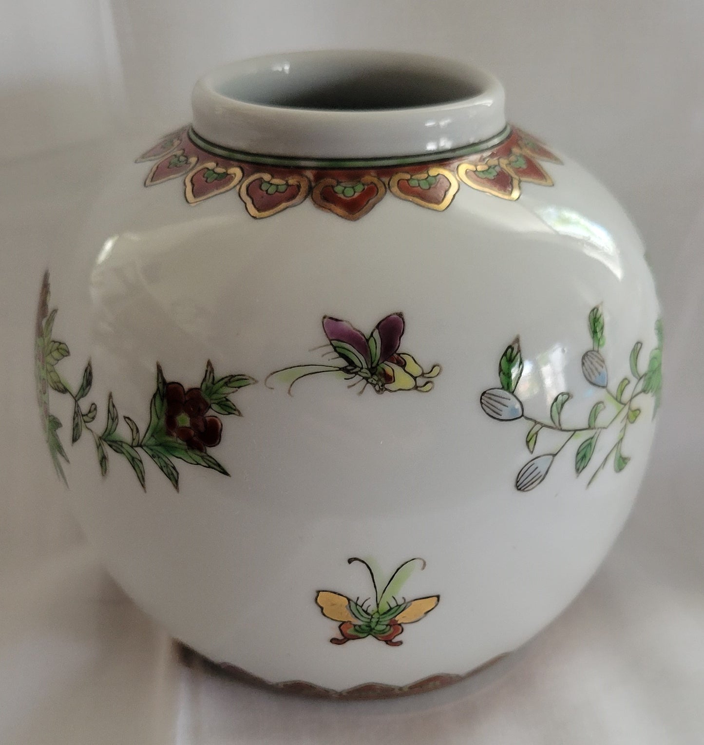 Chinese White Vase with Flowers and Pomegranates