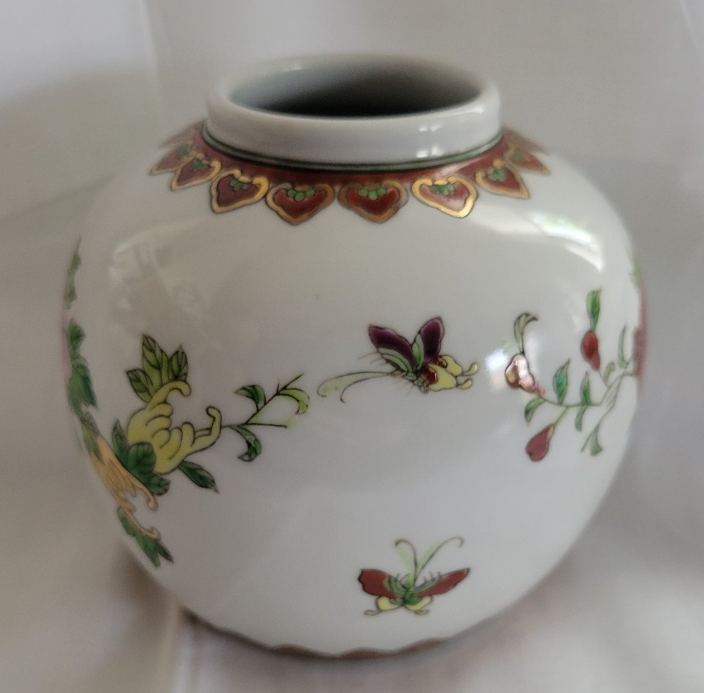Chinese White Vase with Flowers and Pomegranates