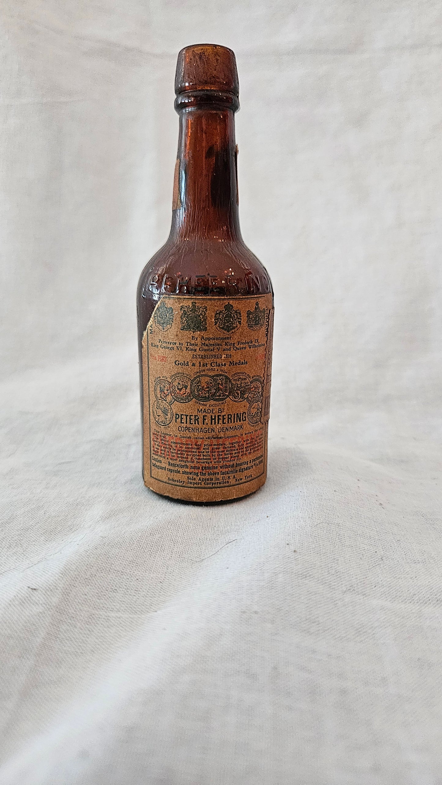 Vintage Miniature Liquor Bottle - Peter F. Heering - Copenhagen, Denmark