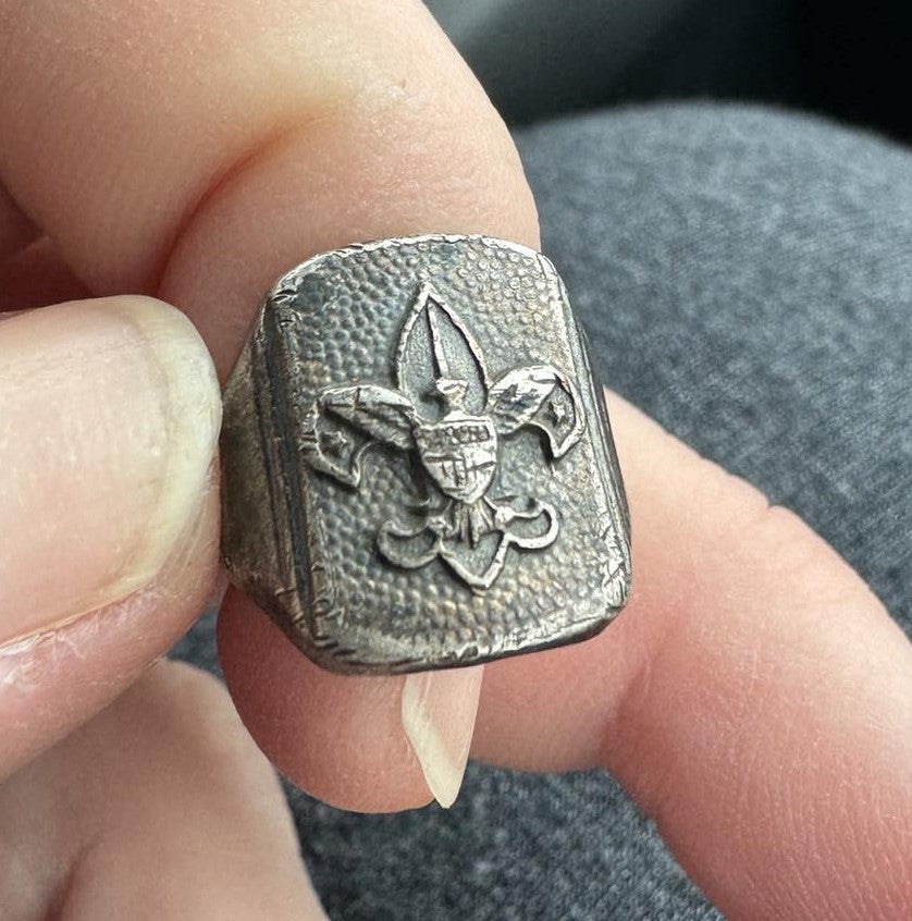 Vintage Boy Scout Fleur De Lis Sterling Silver Ring