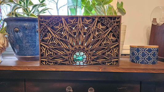 Exquisite Wooden Sun Mandala Wall Art or Desk Decor