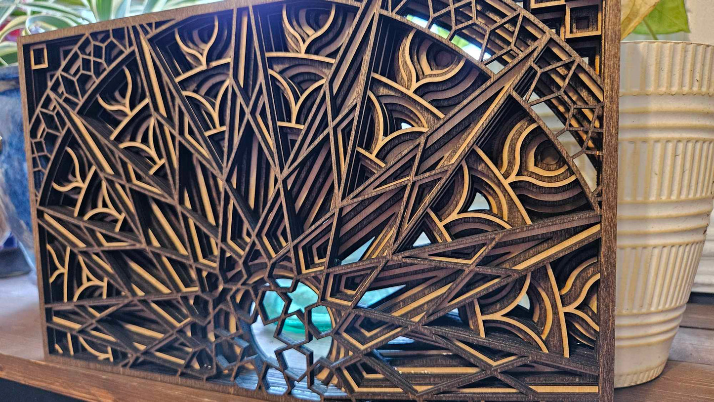Exquisite Wooden Sun Mandala Wall Art or Desk Decor