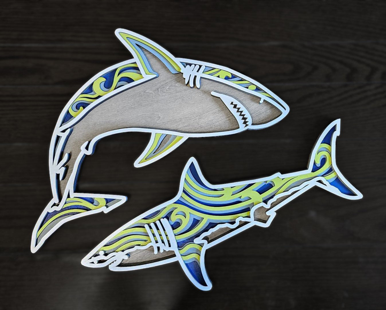 Pair of Two Sharks - Wall Art Decor