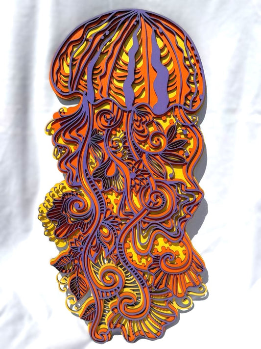 Jellyfish Splashed with Bright Vibrant Colors - Wall Art