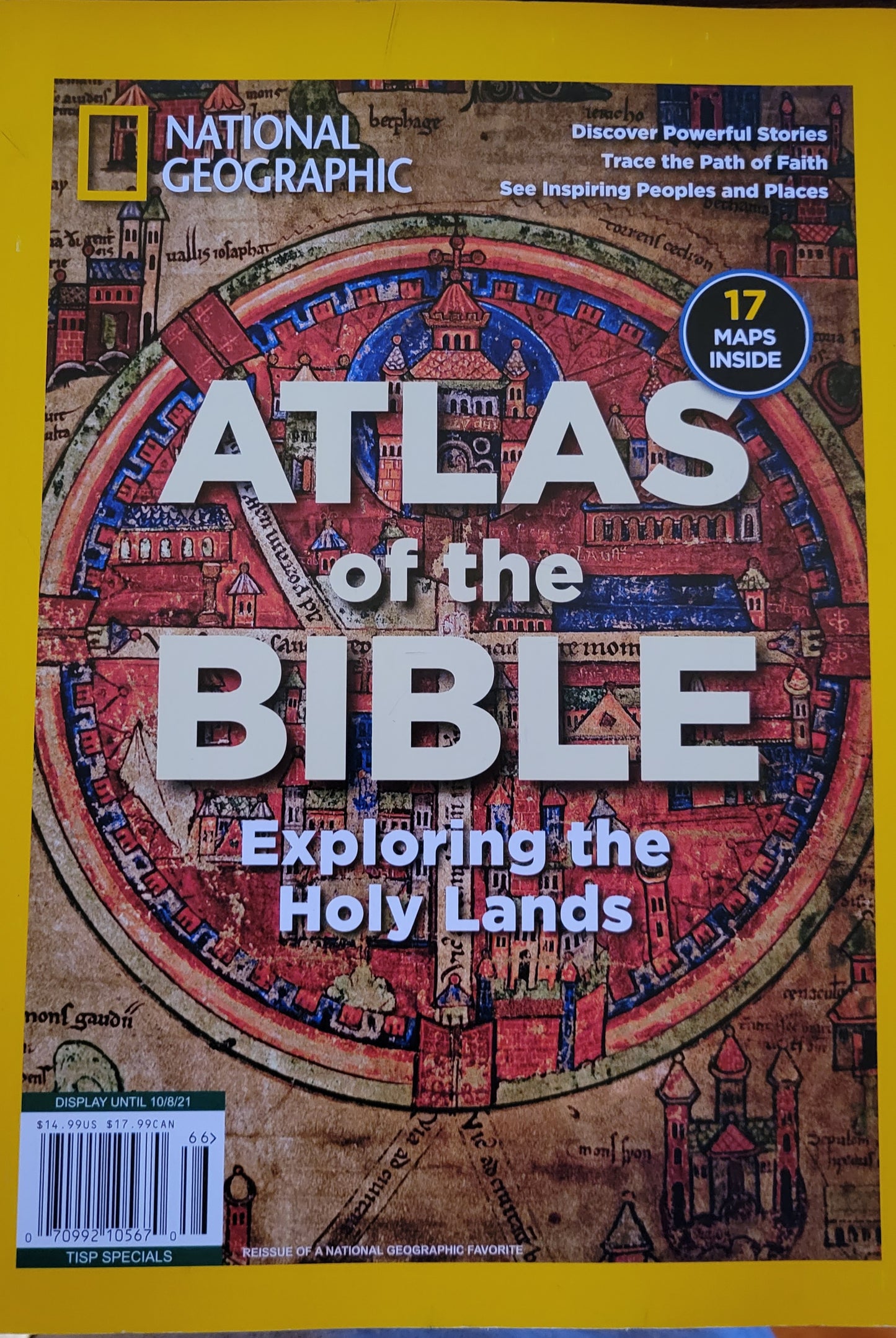 National Geographic special edition "Atlas of the Bible: Exploring Holy Lands", with 17 maps. Front view.