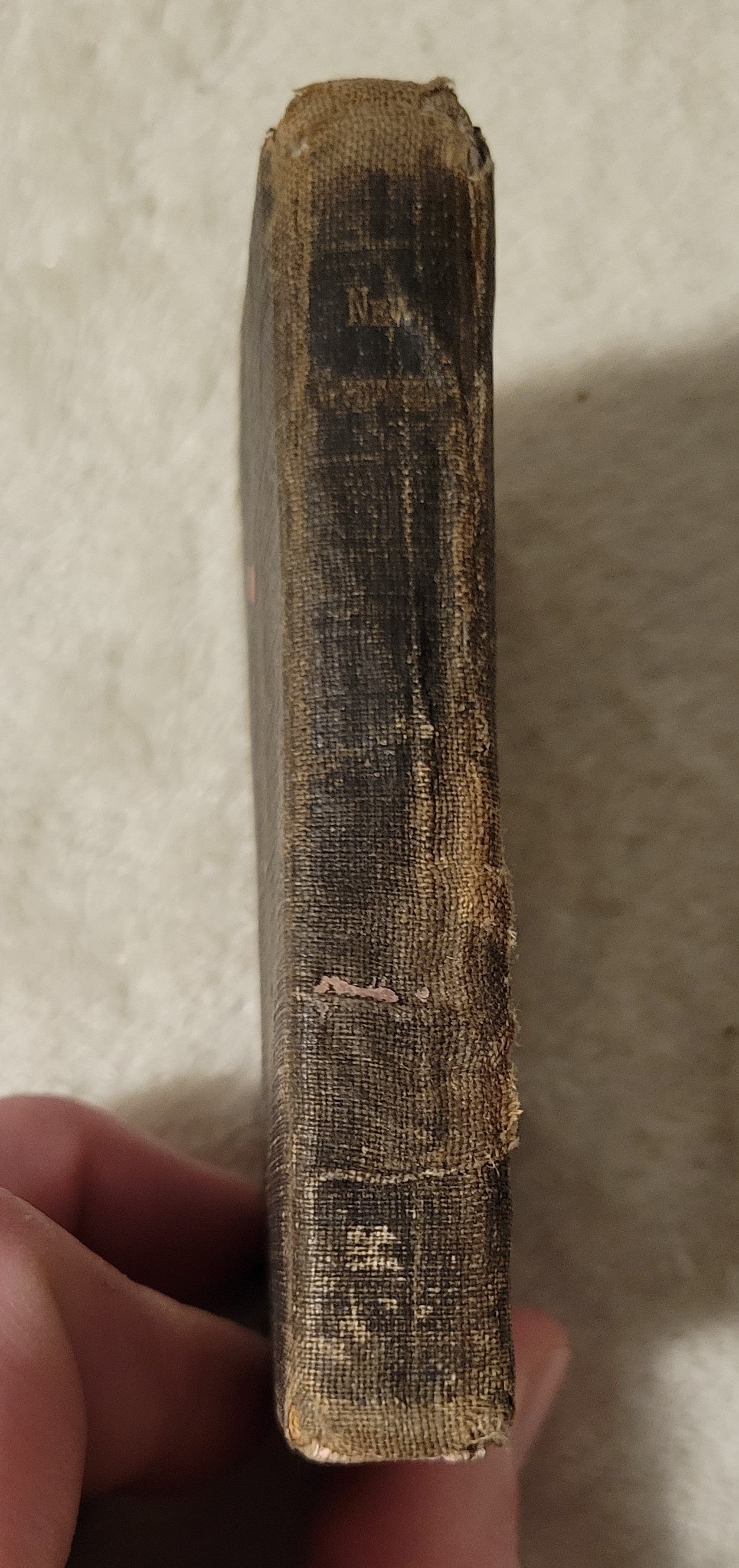 Antique book for sale, illustrated New Testament, 1918.  View of spine