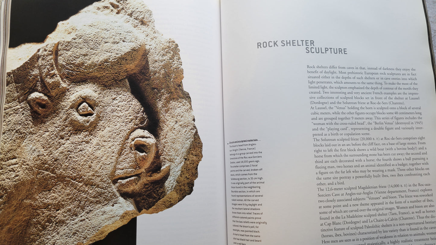 Used book for sale, "Prehistoric Art" was written by Dr. Jean-Pierre Mohen, published by Finest S.A. / Editions. View of inside of book.