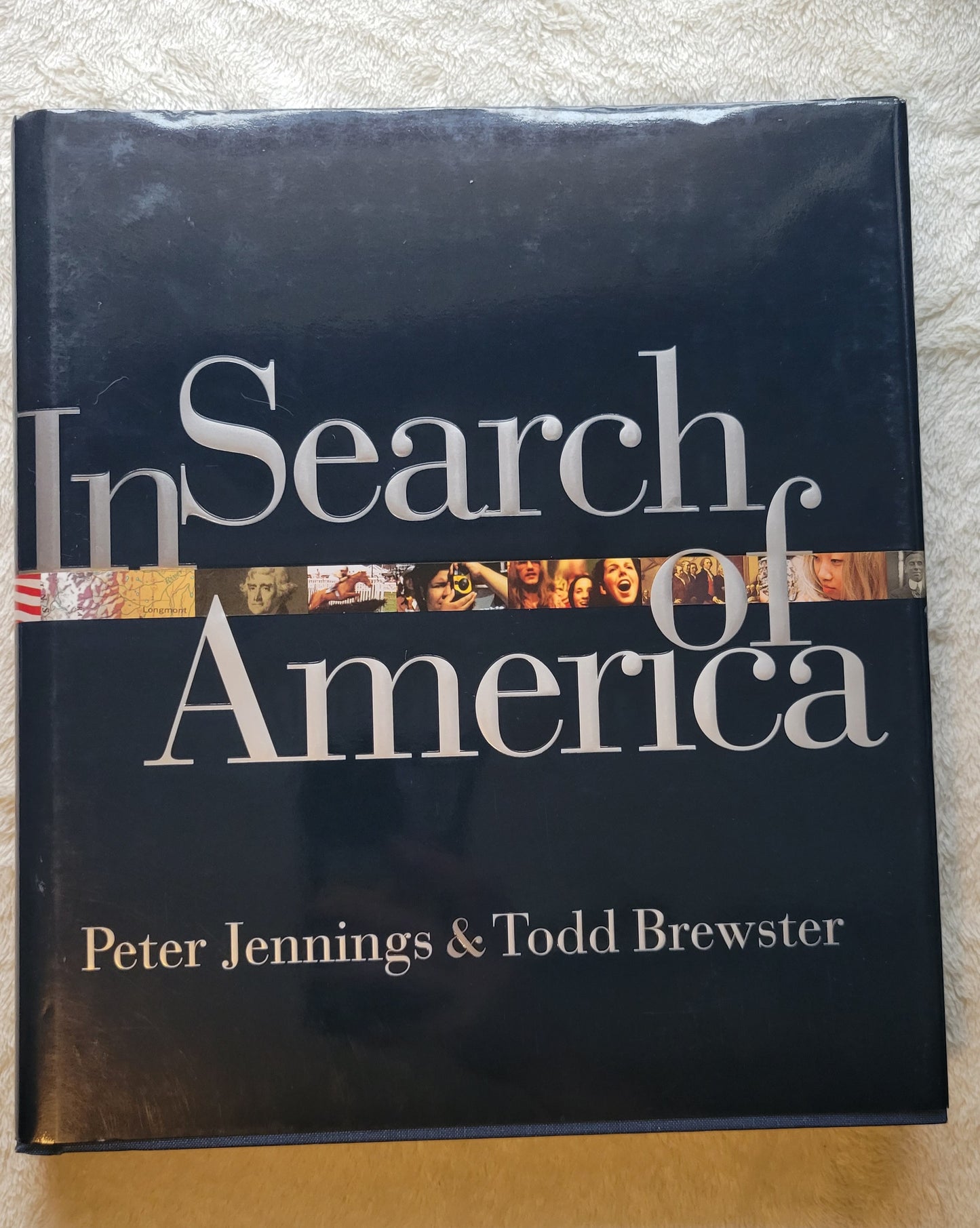 Used book for sale "In Search of America" by Peter Jennings and Todd Brewster, published by Hyperion, 2002, first edition. View of front cover.