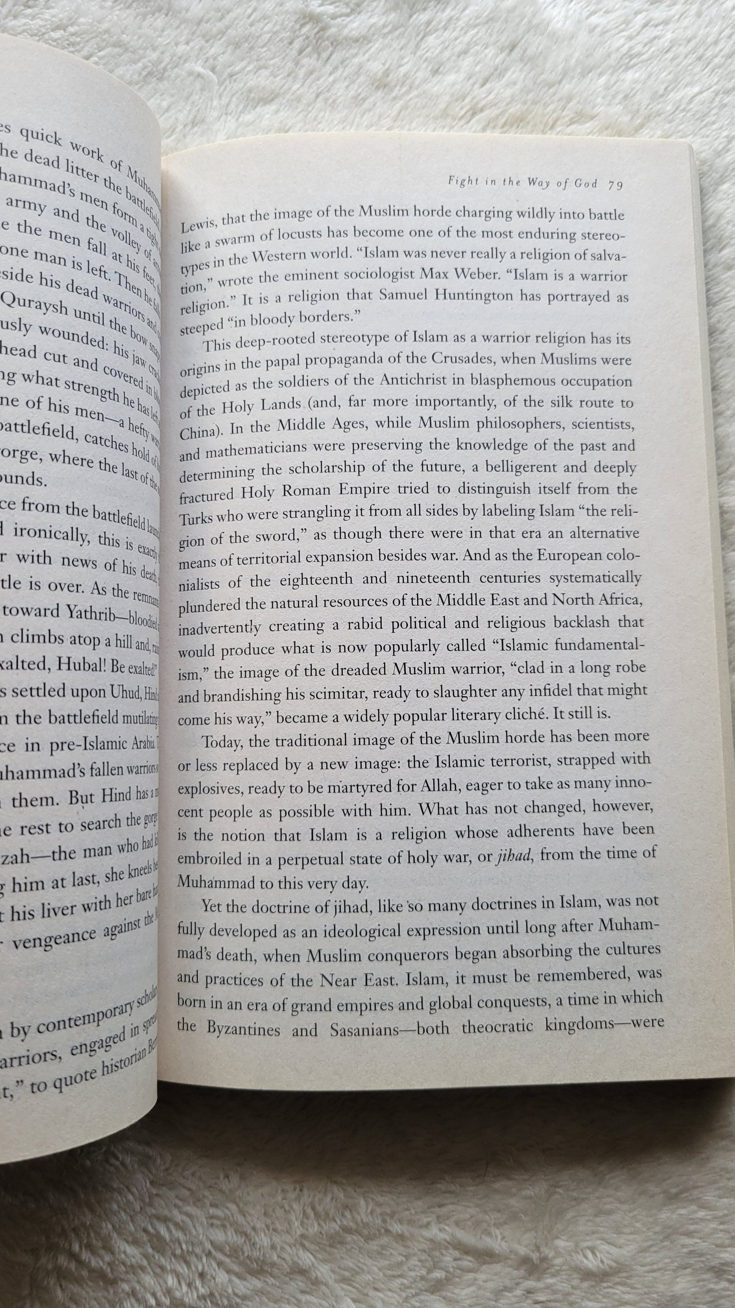 Used book for sale, "No god but God: The Origins, Evolution, and Future of Islam" by Reza Aslan, Random House publishers, 2006. View of page 79.