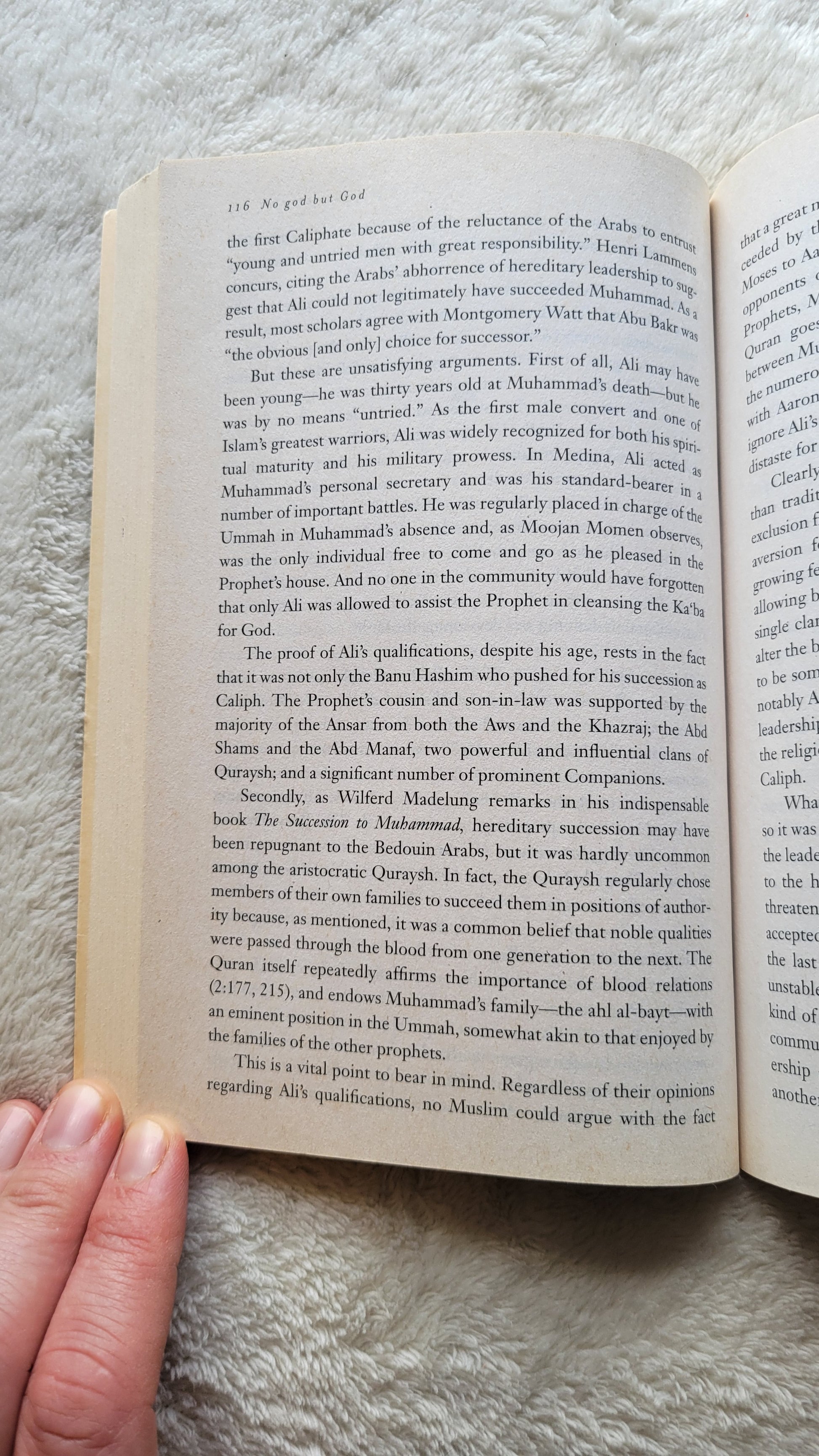 Used book for sale, "No god but God: The Origins, Evolution, and Future of Islam" by Reza Aslan, Random House publishers, 2006. View of page 116.