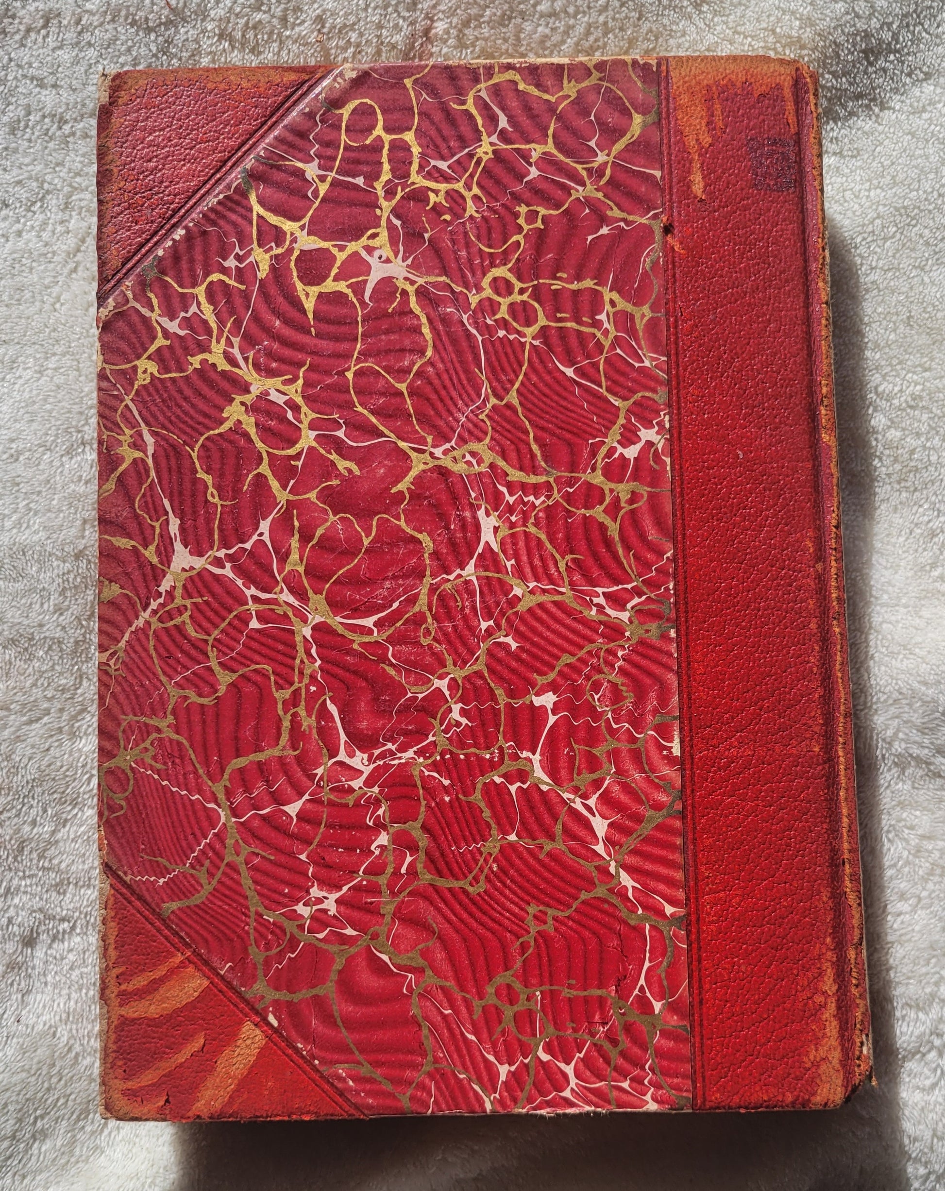 Antique book.  "Bibliophile Edition de Luxe Volume 13" part of The International Library of Masterpieces, Literature, Art, and Rare Manuscripts, edited by Herry Thurston Peck, published by The International Bibliophile Society, 1901.  View of back cover.