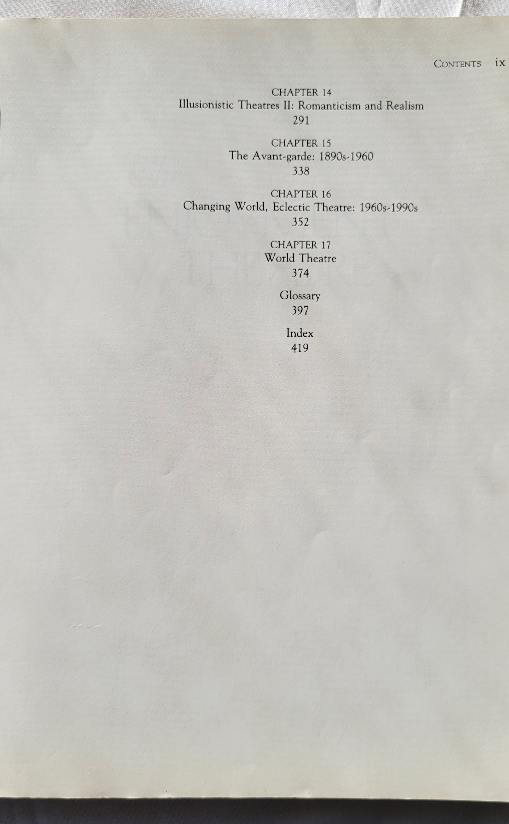 Used book for sale "The Enjoyment of Theatre: Third Edition" by Kenneth M. Cameron and Patti P. Gillespie, published by Maxwell Macmillan International in 1992. Table of contents.